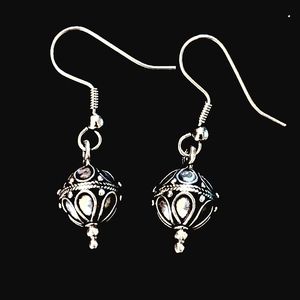 Bali Style Sterling Silver Ball Dangle Earrings — Boho Design — 925